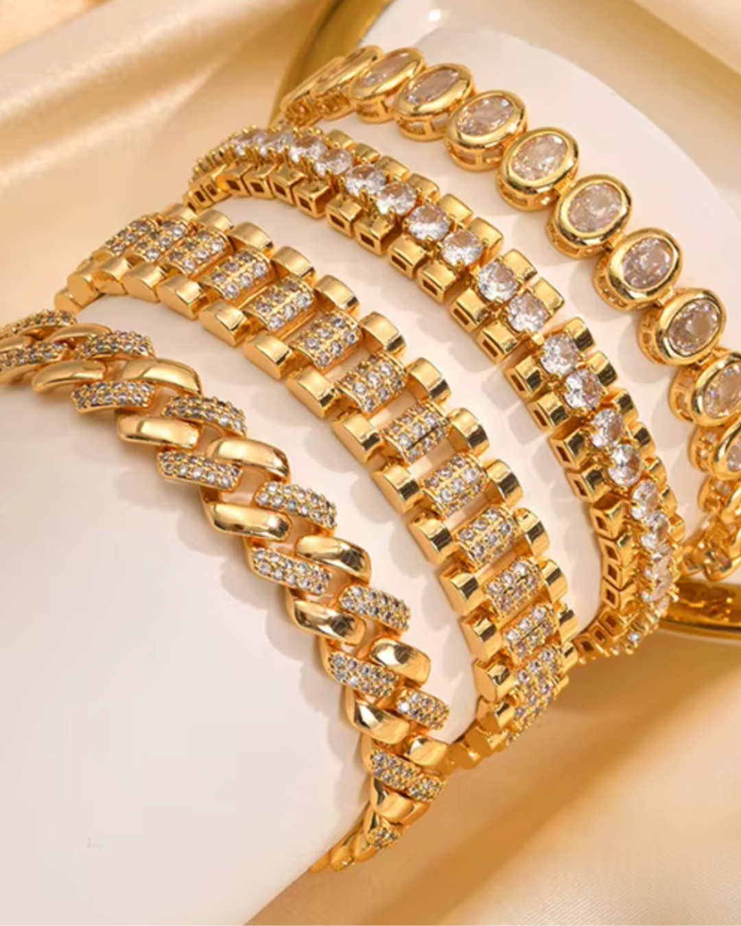 Crystal Stacking Luxe Set 18K Gold