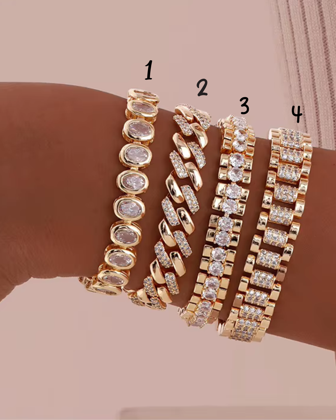 Crystal Stacking Luxe Set 18K Gold
